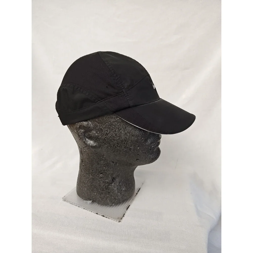 Nike 5 Five Panel Hat‎ Fit Dry Black Single Swoosh RARE Grey Tag 90s vintage